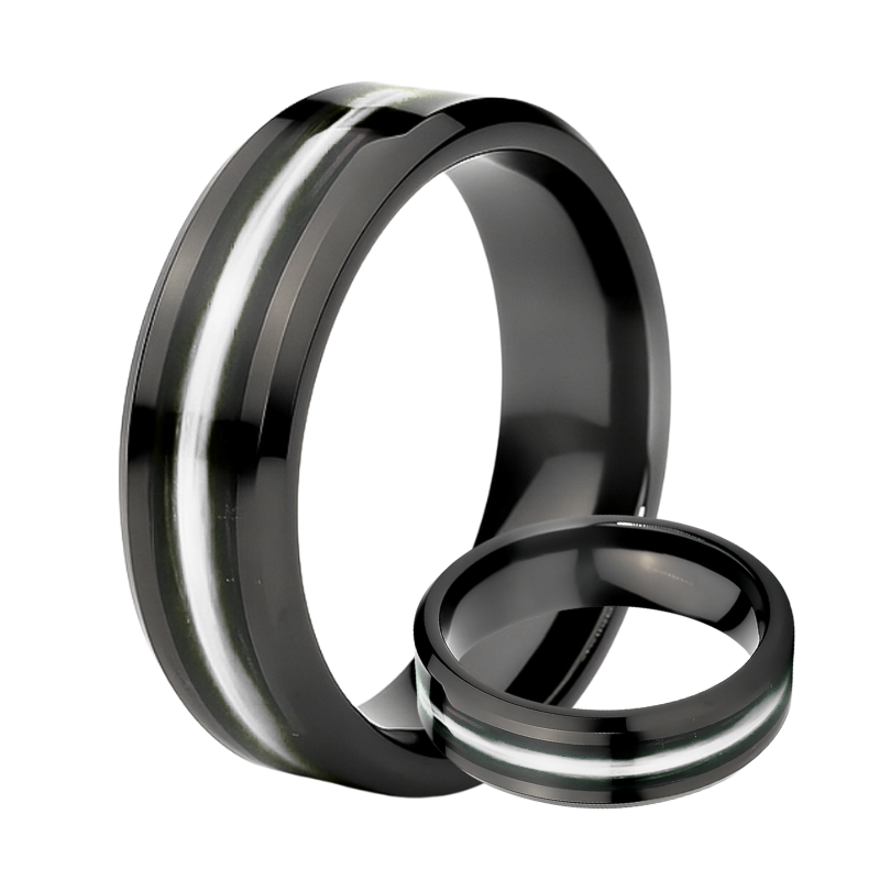Thin Silver Line - Kevlar and Carbon Fiber Inlay Ring