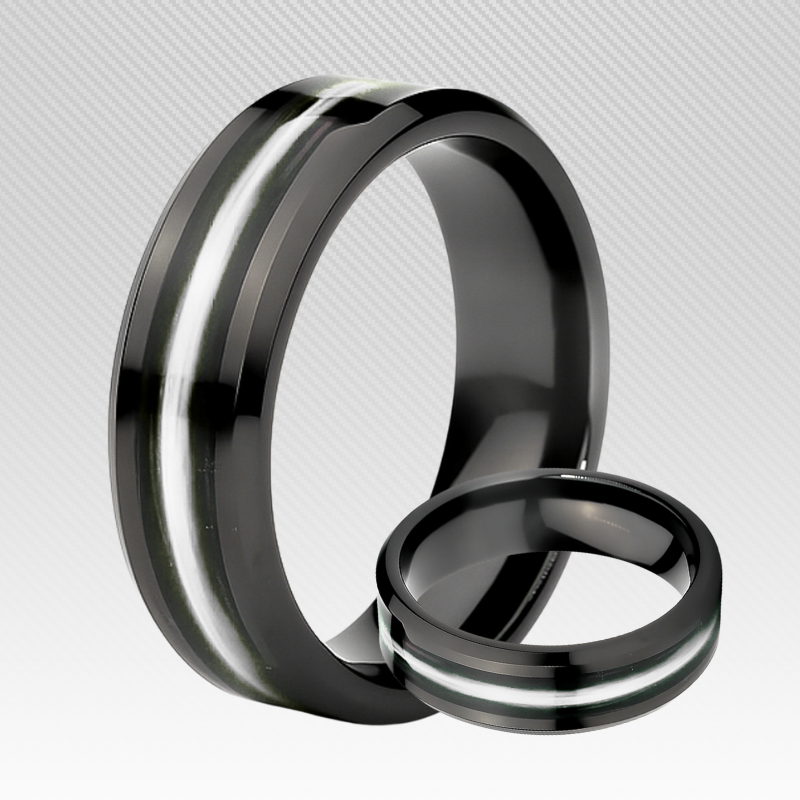 Thin Silver Line - Kevlar and Carbon Fiber Inlay Ring