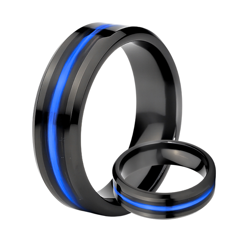 Thin Blue Line - Kevlar And Carbon Fiber Inlay Ring