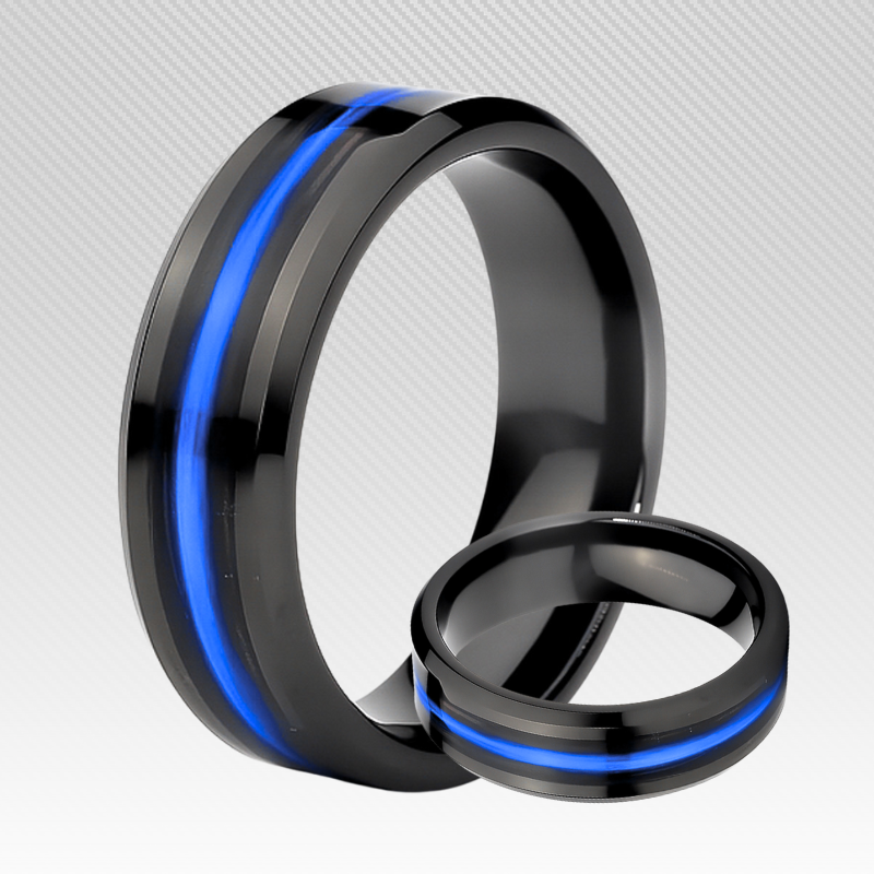 Thin Blue Line - Kevlar And Carbon Fiber Inlay Ring