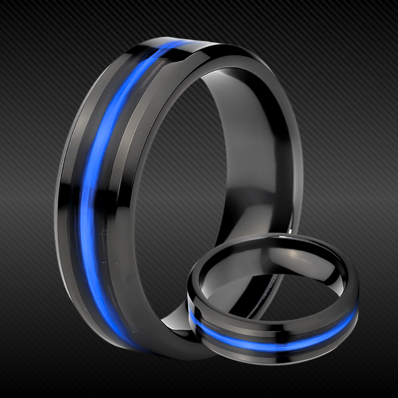 Thin Blue Line - Kevlar And Carbon Fiber Inlay Ring
