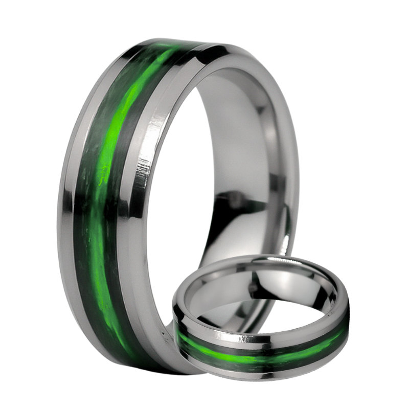Thin Green Line - Kevlar and Carbon Fiber Inlay Ring