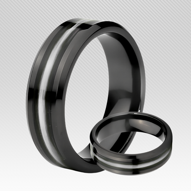 Thin Silver Line - Kevlar and Carbon Fiber Inlay Ring