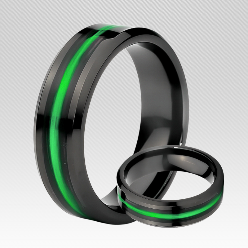 Thin Green Line Tungsten - Kevlar and Carbon Fiber Inlay Ring