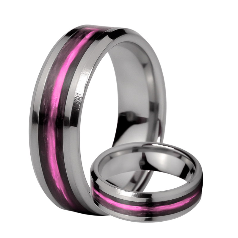 Thin Line Rings Thin Pink Line Tungsten- Kevlar and Carbon Fiber Inlay Ring – Thin Line ...