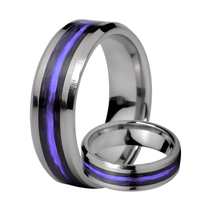 Thin Purple Line - Kevlar and Carbon Fiber Inlay Ring