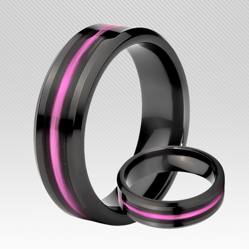 Thin Pink Line - Kevlar and Carbon Fiber Inlay Ring