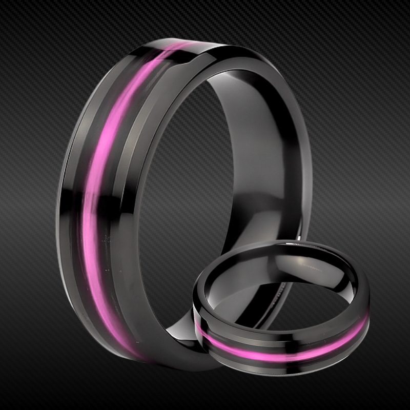 Thin Pink Line - Kevlar and Carbon Fiber Inlay Ring