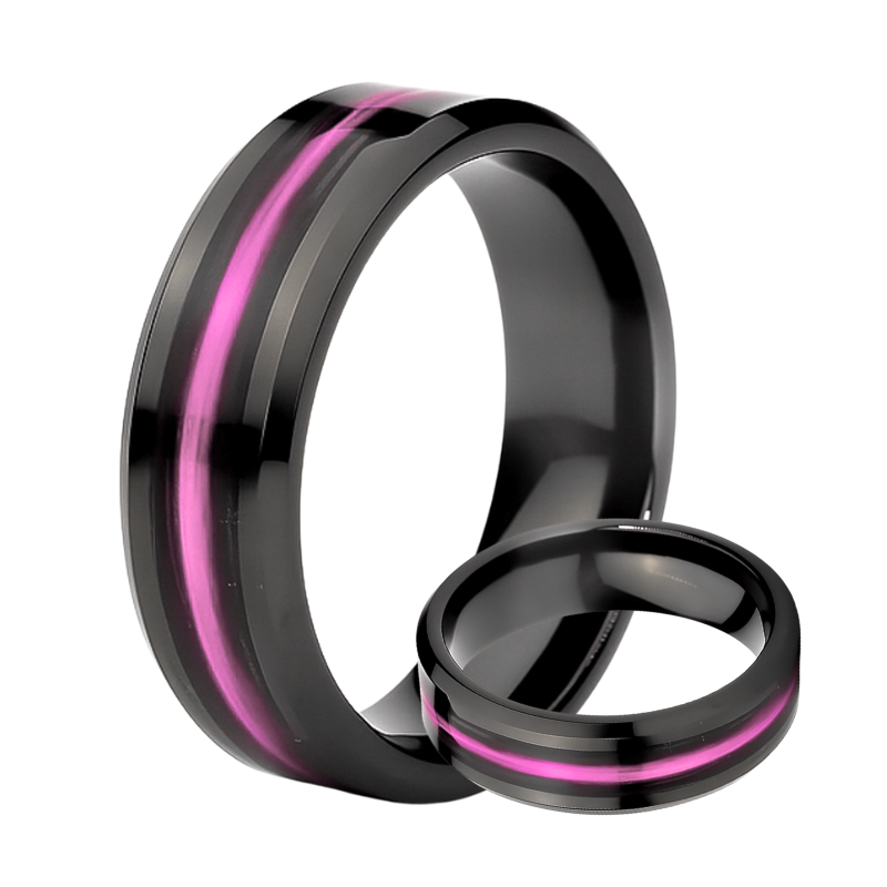 Thin Pink Line - Kevlar and Carbon Fiber Inlay Ring