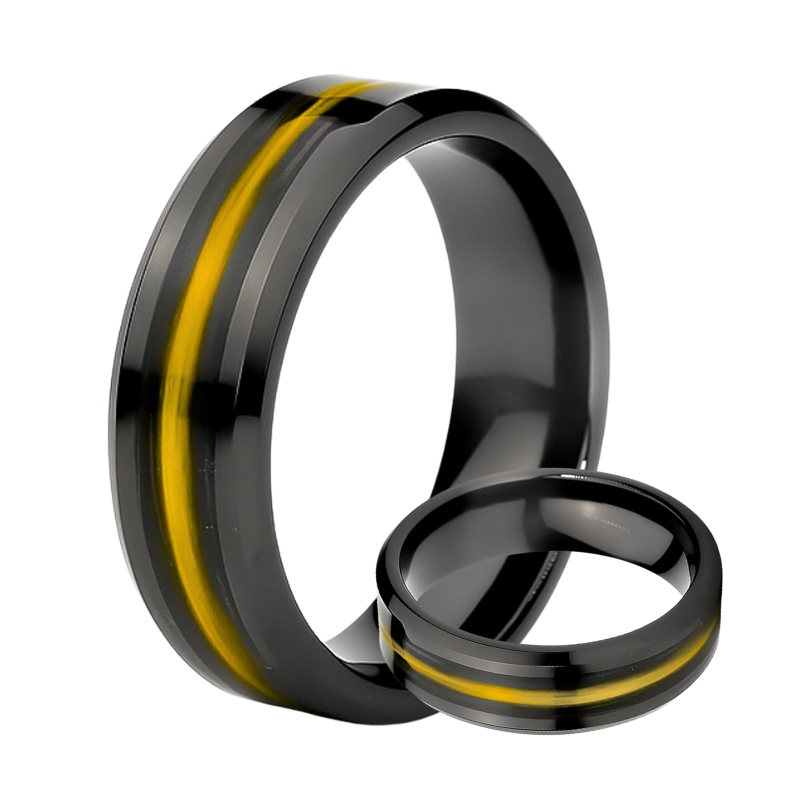 Thin Gold Line - Kevlar and Carbon Fiber Inlay Ring