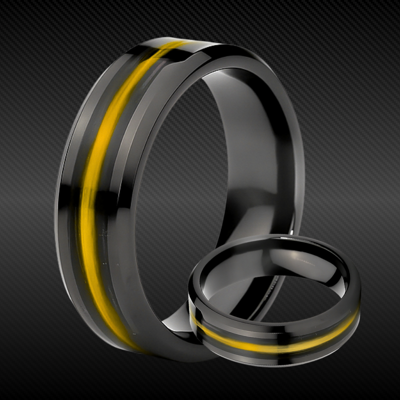 Thin Gold Line - Kevlar and Carbon Fiber Inlay Ring