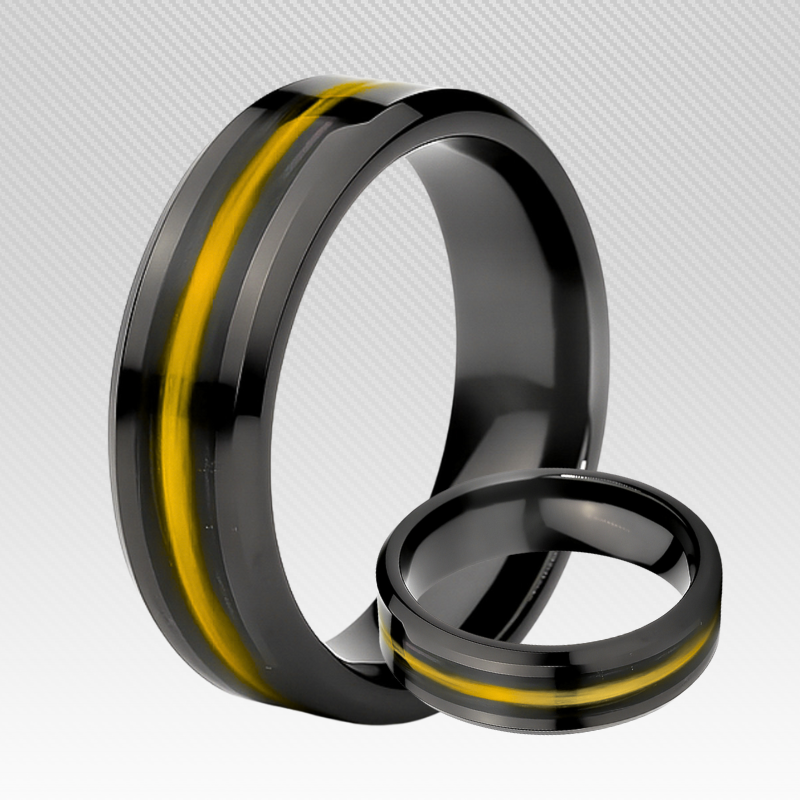 Thin Gold Line - Kevlar and Carbon Fiber Inlay Ring