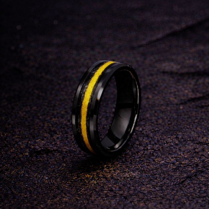 Thin Gold Line Black Edition - Kevlar and Carbon Fiber Inlay Ring