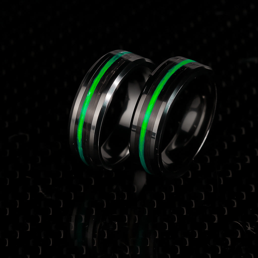 Thin Line Rings Thin Green Line Tungsten - Kevlar and Carbon Fiber Inlay Ring – Thin ...