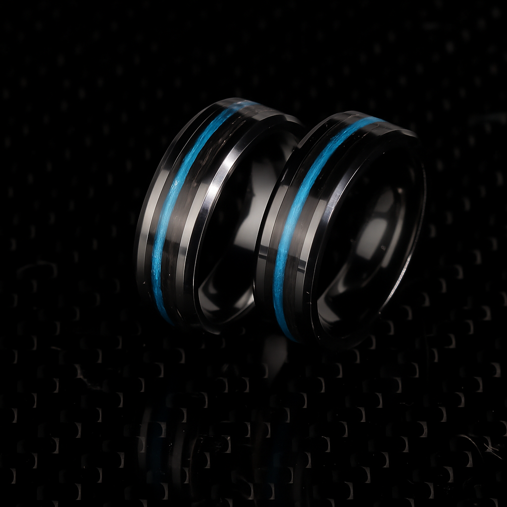 Thin Blue Line - Kevlar And Carbon Fiber Inlay Ring