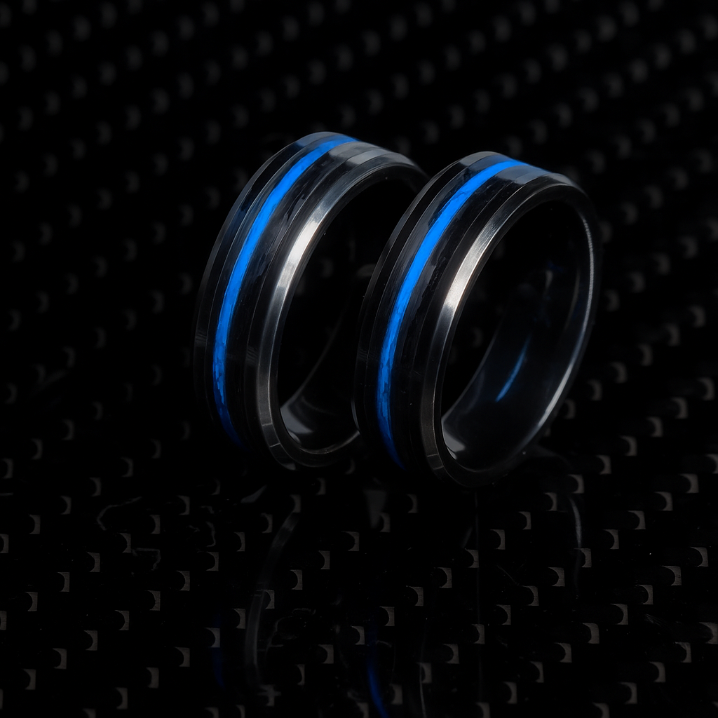 Thin Blue Line - Kevlar And Carbon Fiber Inlay Ring