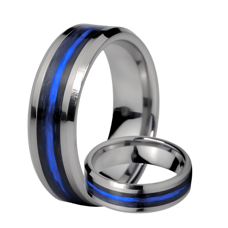Thin Blue Line - Kevlar And Carbon Fiber Inlay Ring